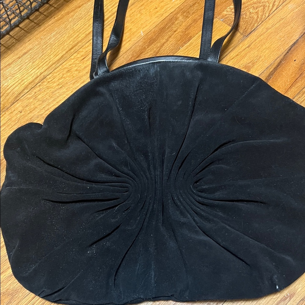 Elegant Black Women's Bag - Vintage -  Leather and Suede